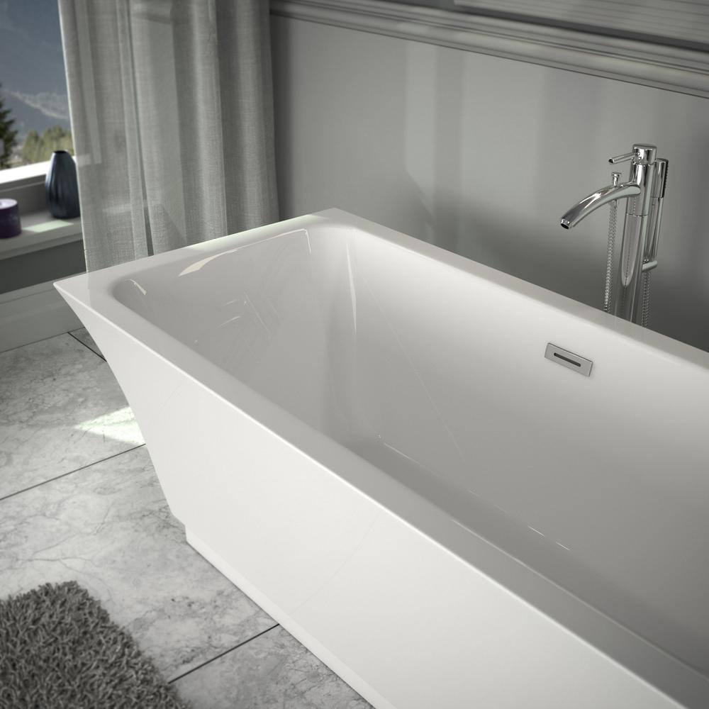 Galina 67'' White Acrylic Freestanding Soaking Bathtub