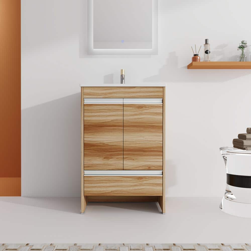 24 in. W x 18 in. D x 35 in. H Freestanding Single Sink Bath Vanity in Mapl
