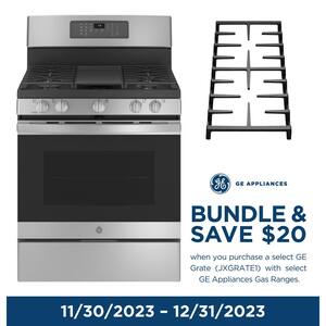 30 in. 6.8 cu. ft. Freestanding Double Oven Gas Range in Stainless Steel with Convection and Air Fry