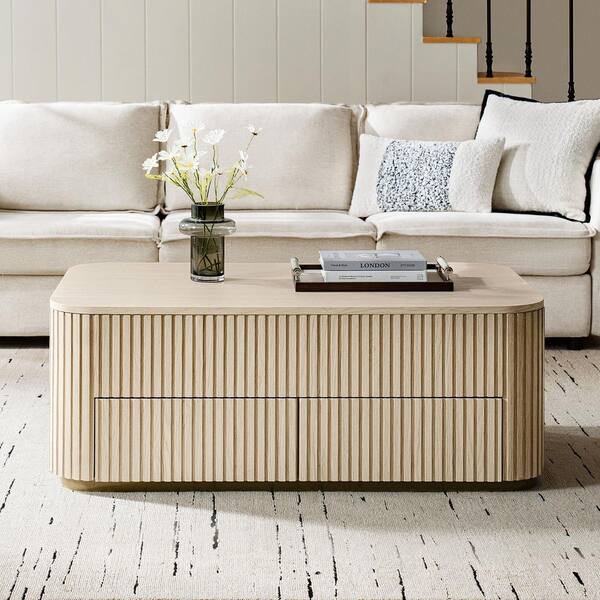 JAYDEN CREATION Hector 47.75 in. Natural Rectangle Wood Coffee