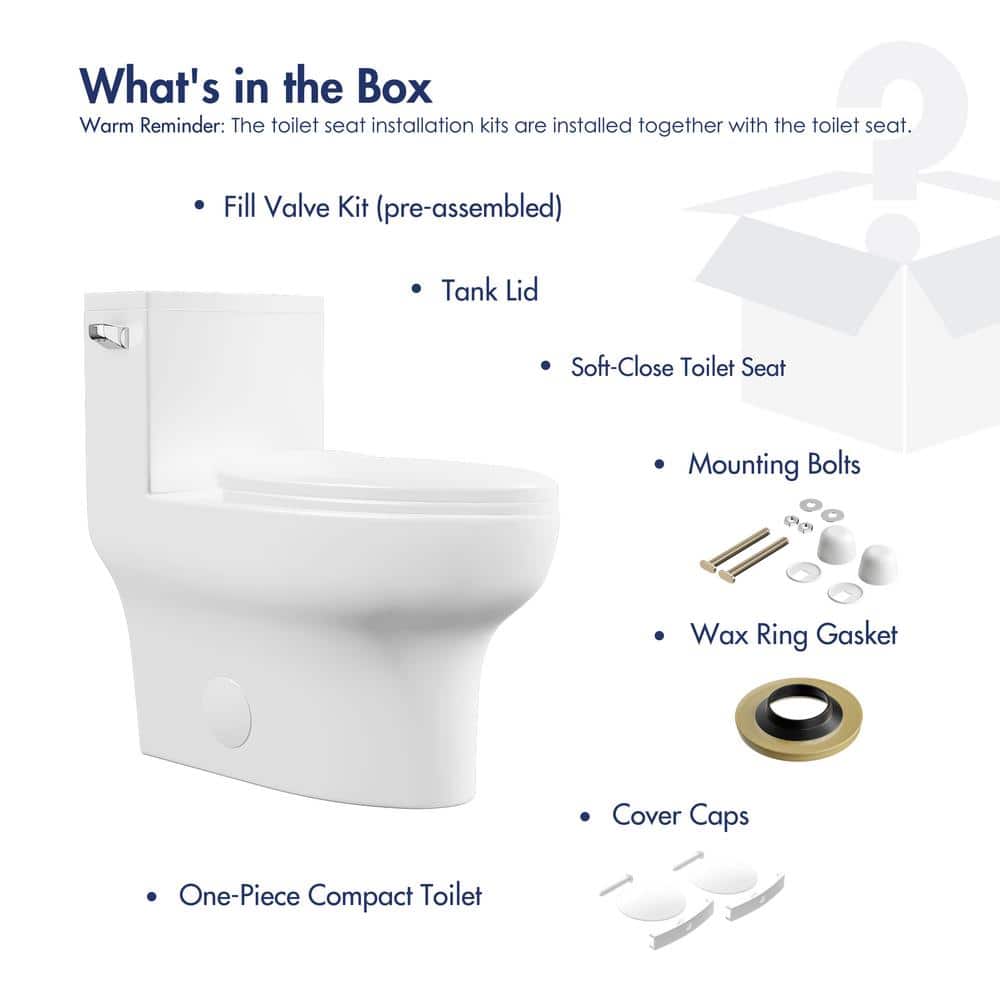 Salerno White 1.28 GPF Elongated One-Piece Toilet