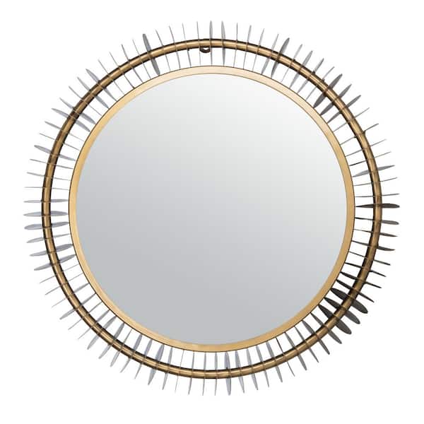 SAFAVIEH Storm 30 in. X 30 in. Brass Antique Framed Mirror