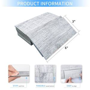 White-Washed Wood Look Design 6 in. x 3 in. PVC Peel and Stick Tile for Kitchen Backsplash Bathroom (12 sq. ft./Box)