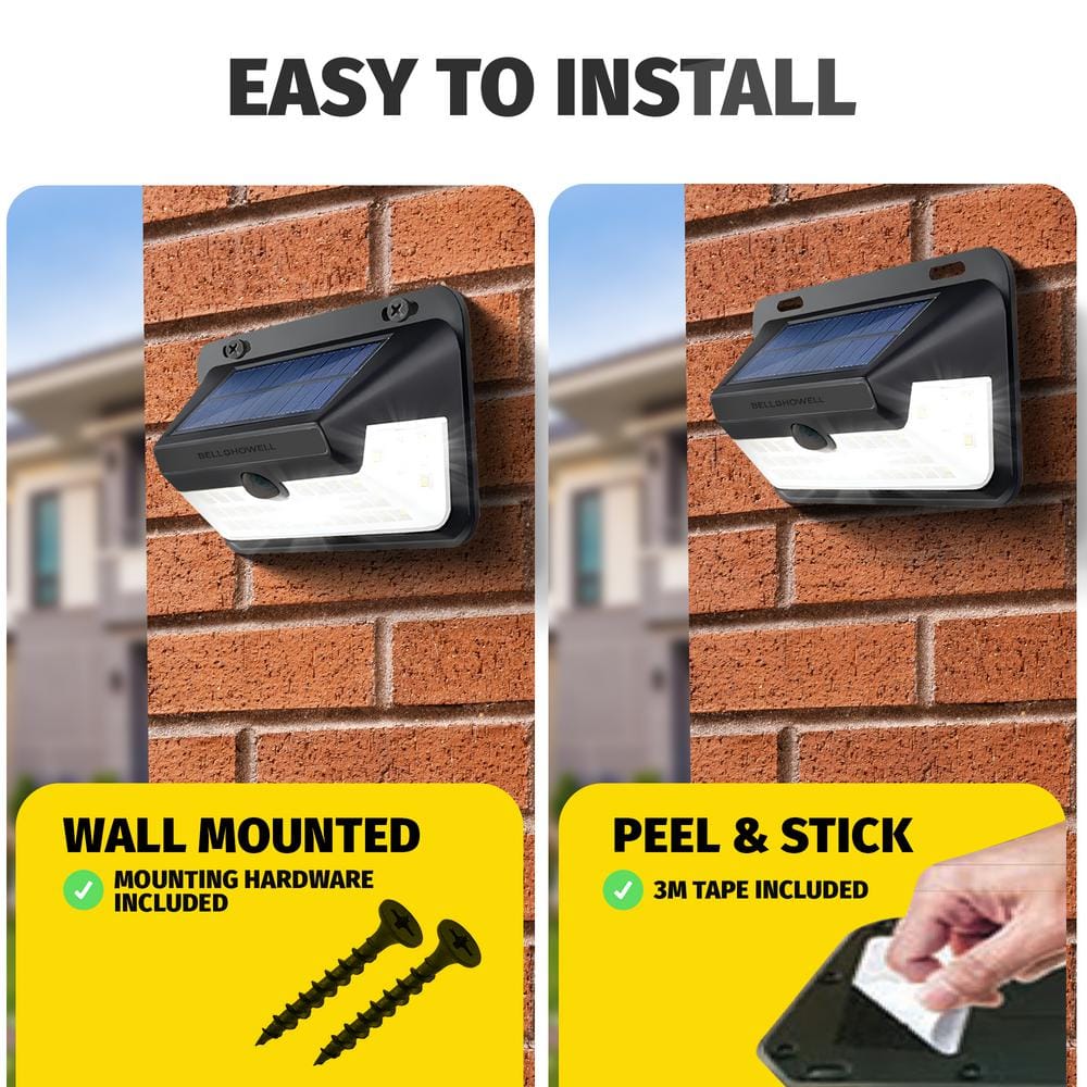 Black Solar Powered Motion Sensor LED Wall Pack Light