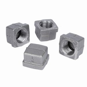 1/2 in. Black Malleable Iron Square Cap (4-Pack)