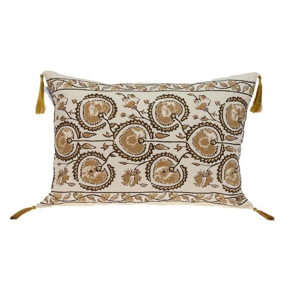 Venus Transitional Beige Lumbar Throw Pillow