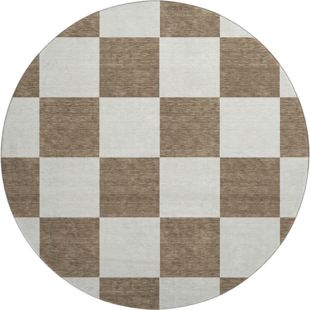 Mayfield Premium Machine Washable Abstract AMF2345 Chocolate 8 ft. x 8 ft. Round Rug price history on PriceWatchPro