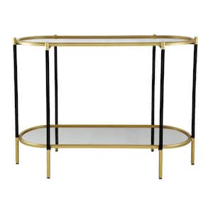 Gold Glass Top 17 in. Sideboard with Bottom Shelf