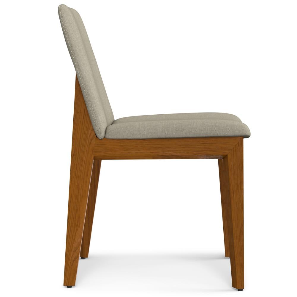 Natural Linen Upholstered Wood Dining Chair Set