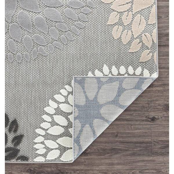 World Rug Gallery Modern Large Non-Slip (Non-Skid) Gray 24 in. x 120 in.  Floral Runner Rug 505Gray2x10 - The Home Depot