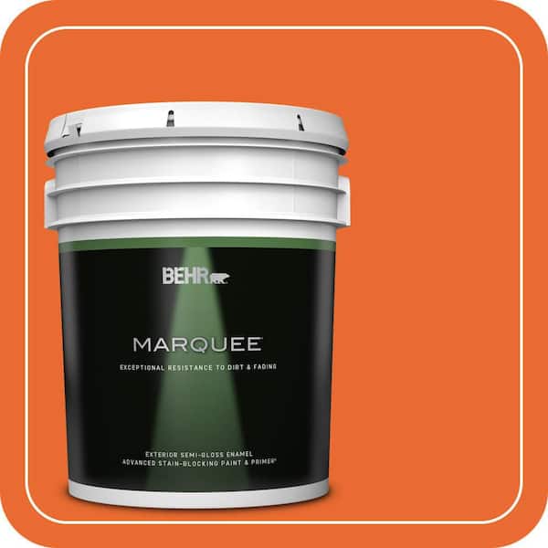 BEHR MARQUEE 5 gal. #220B-7 Electric Orange Semi-Gloss Enamel Exterior Paint & Primer