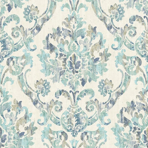 Chesapeake Shasta Teal Damask Paper Strippable Roll (Covers 56.4 sq. ft.)