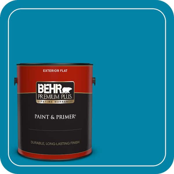 BEHR PREMIUM PLUS 1 gal. #MQ4-53 Tibetan Turquoise Flat Exterior Paint & Primer