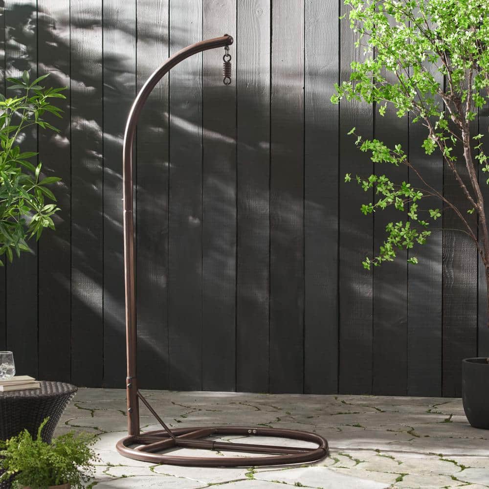 Brown Powder-Coated Iron Hammock Chair Stand with Round Base