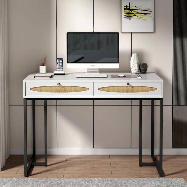 VERYKE 78.7 in. Rectangle Tiger MDF Home Office 2-Person Desk