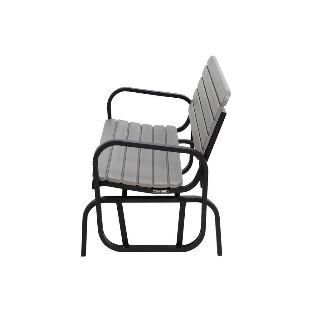 Gray Polyethylene and Steel Outdoor Glider Bench
