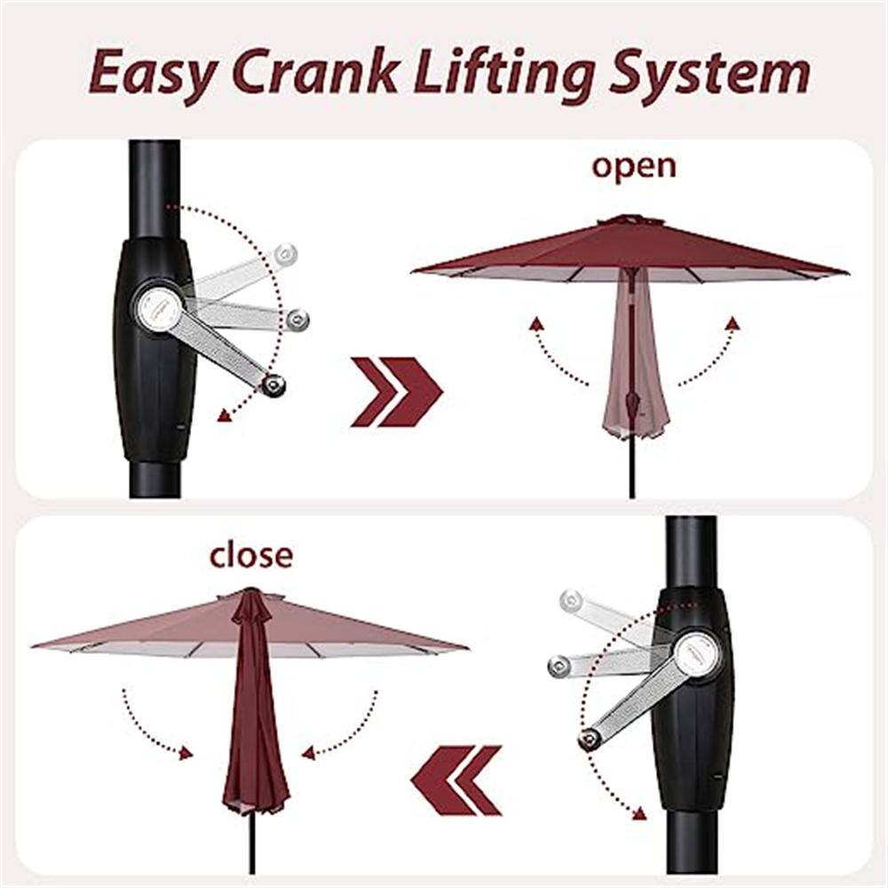 9 ft. Red Aluminum Market Patio Umbrella with Crank and Tilt