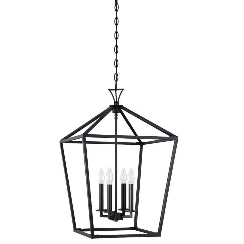 Townsend Matte Black 4-Light Open Lantern Pendant
