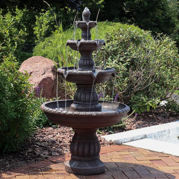 49 in. 4-Tiered Mediterranean Outdoor Water Fountain