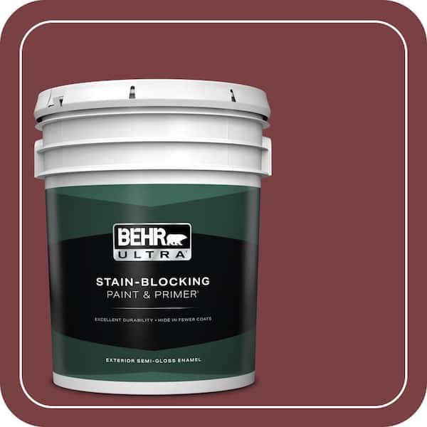 BEHR ULTRA 5 gal. #PMD-43 Velvety Merlot Semi-Gloss Enamel Exterior Paint & Primer