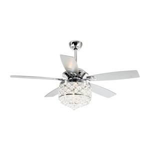 Berkshire 52 in. Indoor Chrome Downrod Mount Crystal Chandelier Ceiling Fan with Light Kit and Remote Control