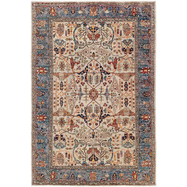 Serapi Light Gray 6 ft. x 9 ft. Tribal Wool Indoor Area Rug