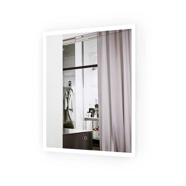 Sinber STYLETHREE 24 in. W x 30 in. H Rectangular Frameless Anti-Fog Wall LED Light Bathroom Vanity Mirror w/Illuminated Light