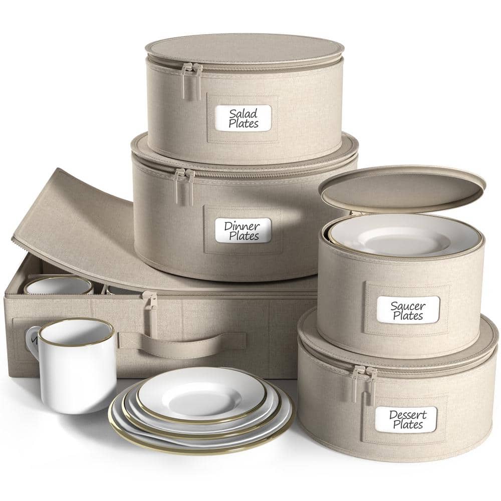 5 Pc Hard Shell China Storage Containers-Glass & Dish Storage Containers wi