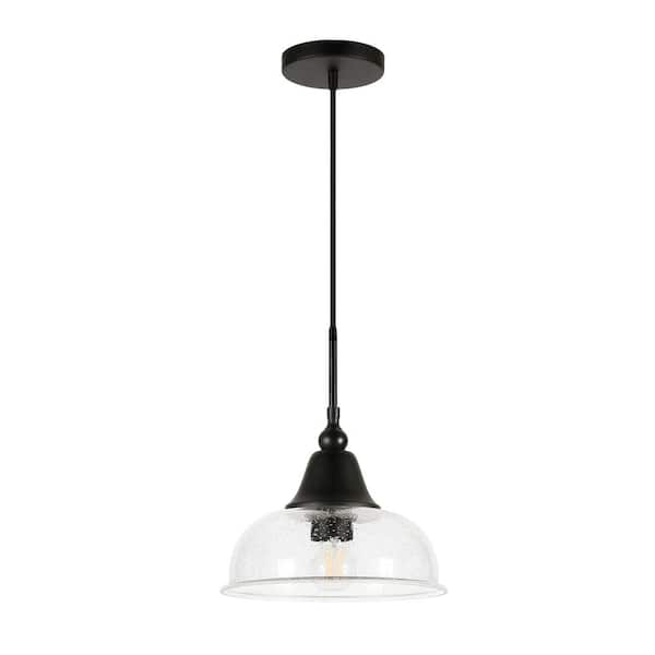 Meyer&Cross 1-Light Blackened Bronze Seeded Glass Pendant