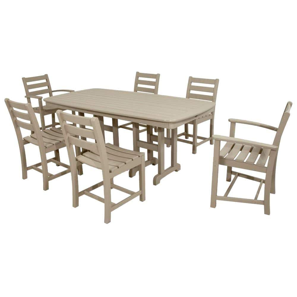 Trex Outdoor Furniture Monterey Bay Sand Castle 7-Piece Plastic Outdoor Patio Dining Set