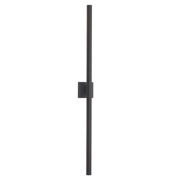 50 in. Linear Cylinder Black Triac Dimmable LED Outdoor Wall Sconce, Entry Stairs Bedroom 3000K Wall Light