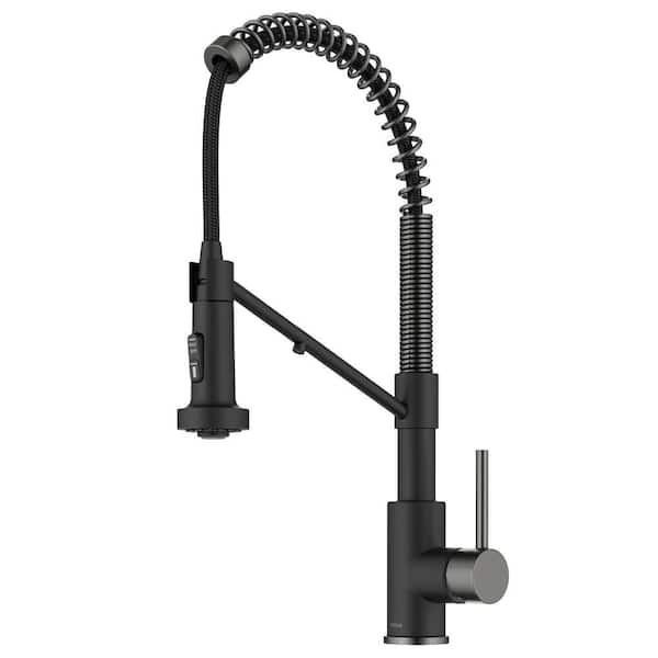 Bolden 2-in-1 Commercial Style Pull Down Kitchen Faucet Spot-Free Black Stainless Steel