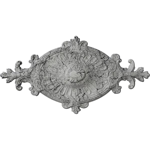 Ekena Millwork 23-1/2 in. W x 12-1/4 in. H x 1-1/2 in. Quentin Urethane Ceiling Medallion, Ultra Pure White Crackle