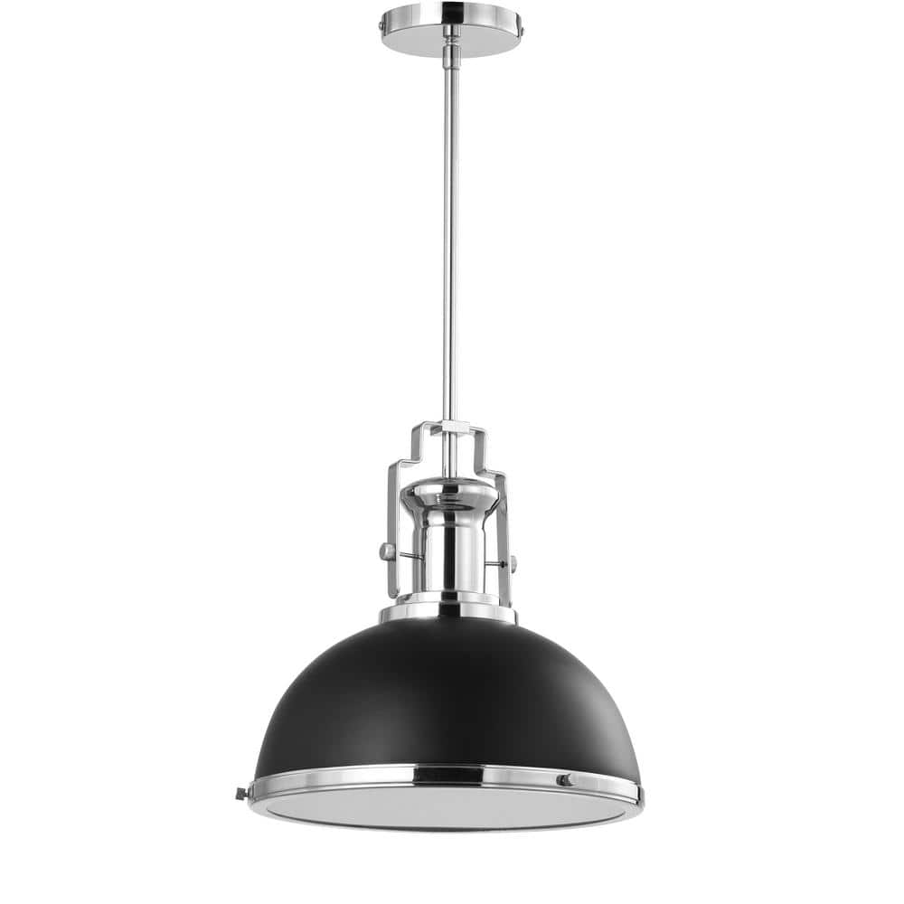 Jonathan Y 13" Adjustable Vintage LED Pendant - Black/Chrome