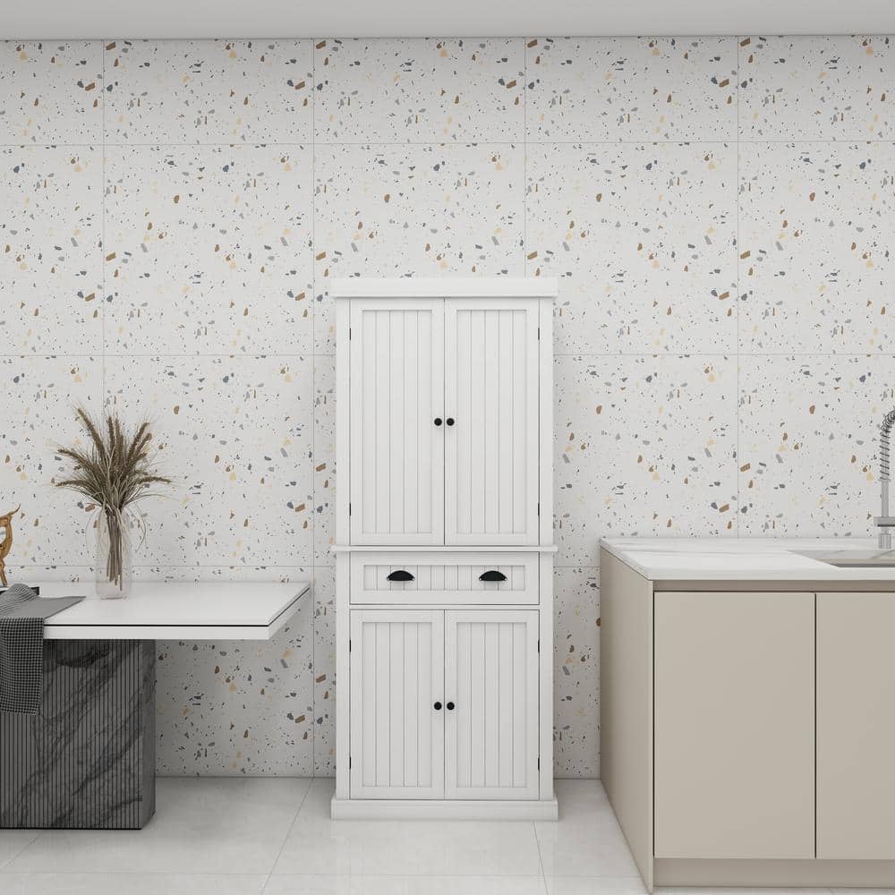 29.92 in. W x 15.75 in. D x 71.65 in. H Bathroom Storage Wall Cabinet in Wh