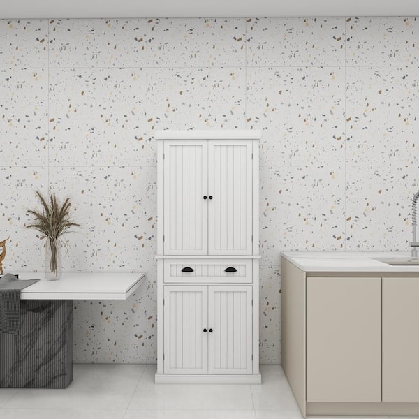 29.92 in. W x 15.75 in. D x 71.65 in. H Bathroom Storage Wall Cabinet in White with 4-Doors