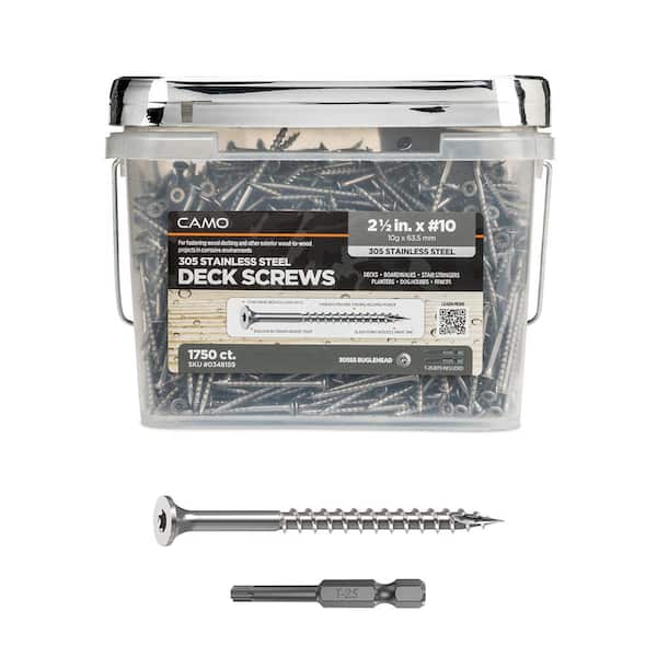 2-1/2 in. #10 305 Stainless Steel Premium Star Drive Bugle-Head Deck Screws (1750-Count)