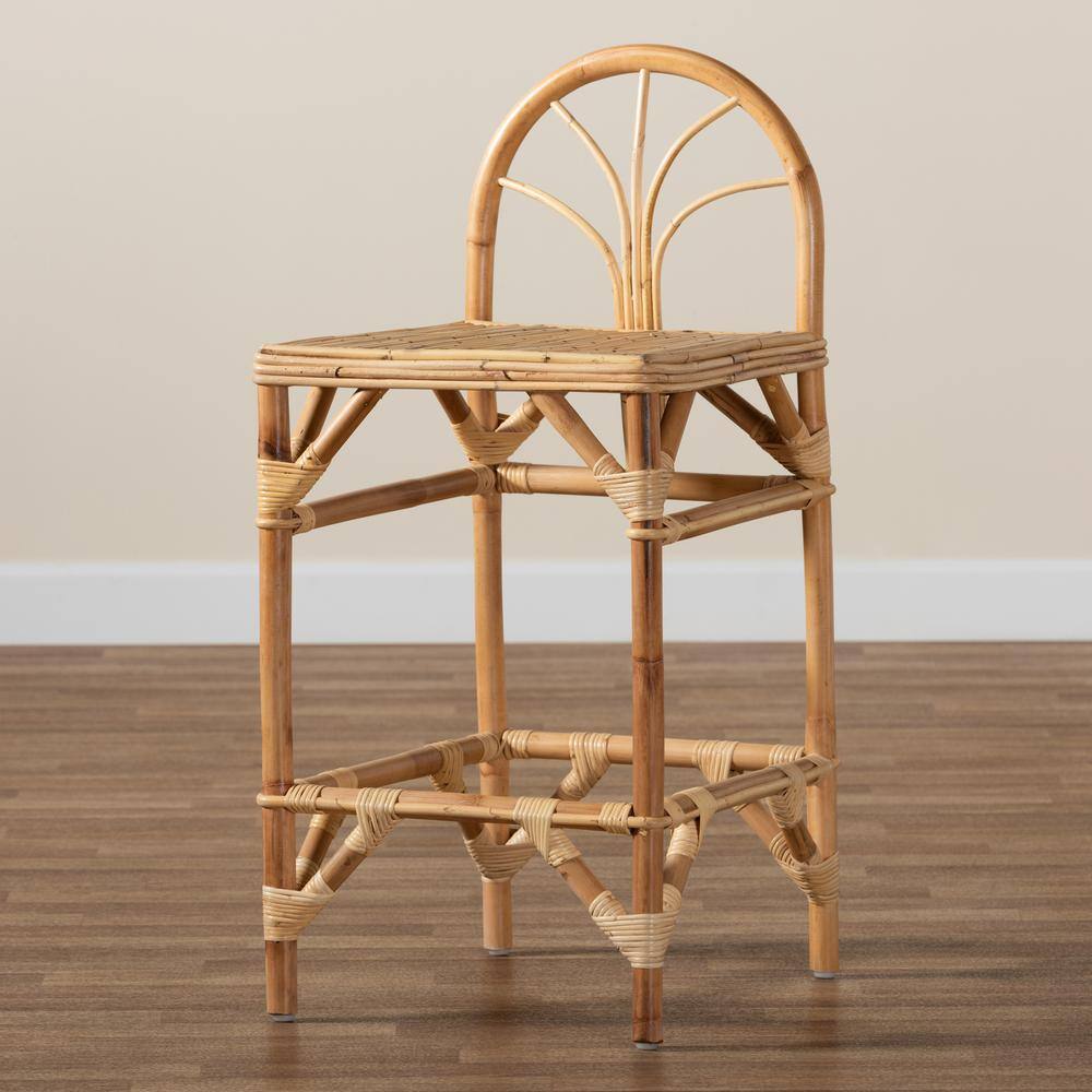Seville Handmade Rattan Natural Counter Stool with Curved Backrest
