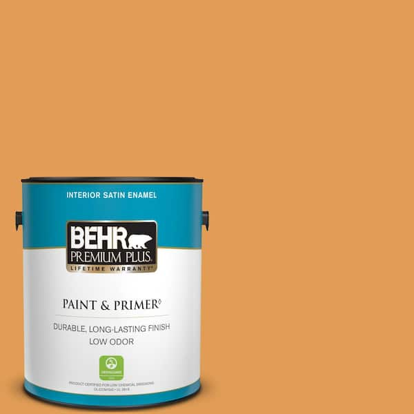 BEHR PREMIUM PLUS 1 gal. #290D-5 Apple Crisp Satin Enamel Low Odor Interior Paint & Primer