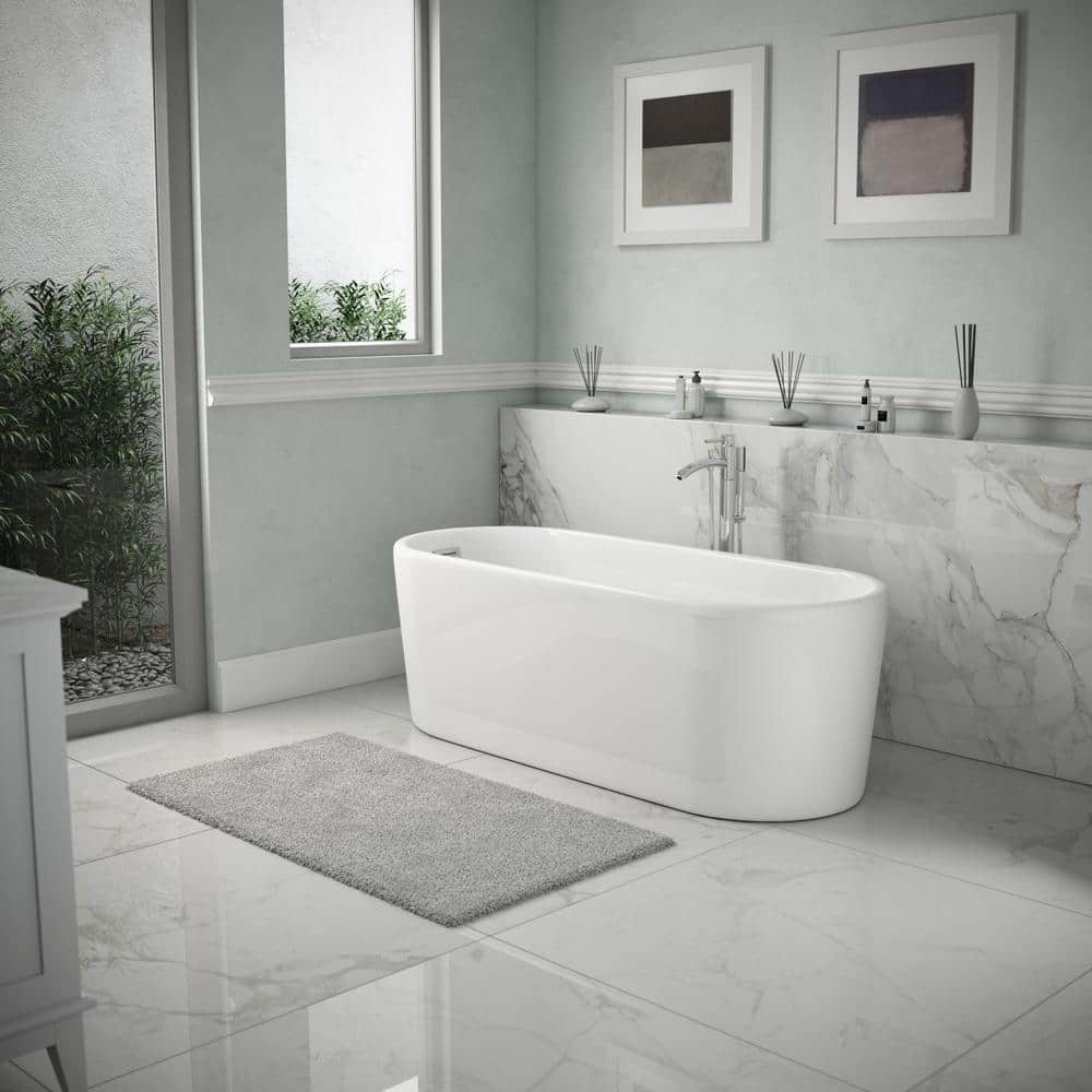 Ursula 67" White Acrylic Freestanding Soaking Bathtub with Chrome Faucet