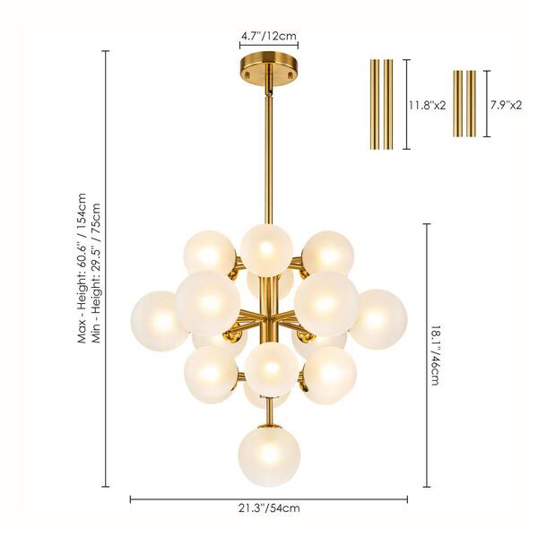 Rennnsan Alex 19-Light Brushed Gold Sputnik Tiered Cluster Globe