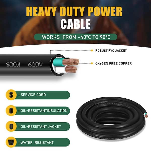 6 ft. 6 AWG 4-Conductor SOOW 600V Indoor Outdoor Extension Cord
