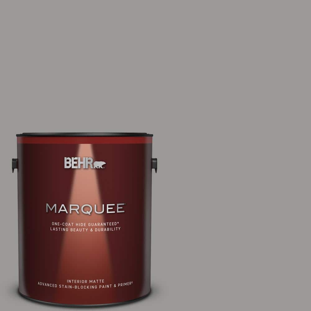 BEHR MARQUEE 1 gal. #N520-6 Asphalt Gray One-Coat Hide Matte Interior Paint  & Primer 145301 - The Home Depot