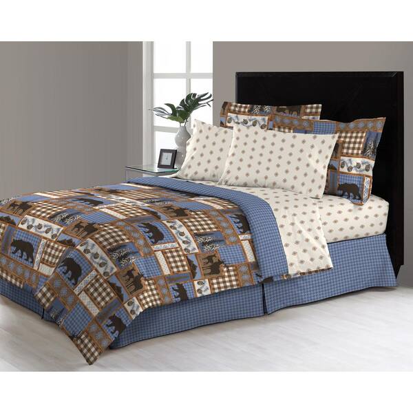 Morgan Home Manitoba Trail Reversible 8-Piece Patchwork Queen Bed in a Bag Set