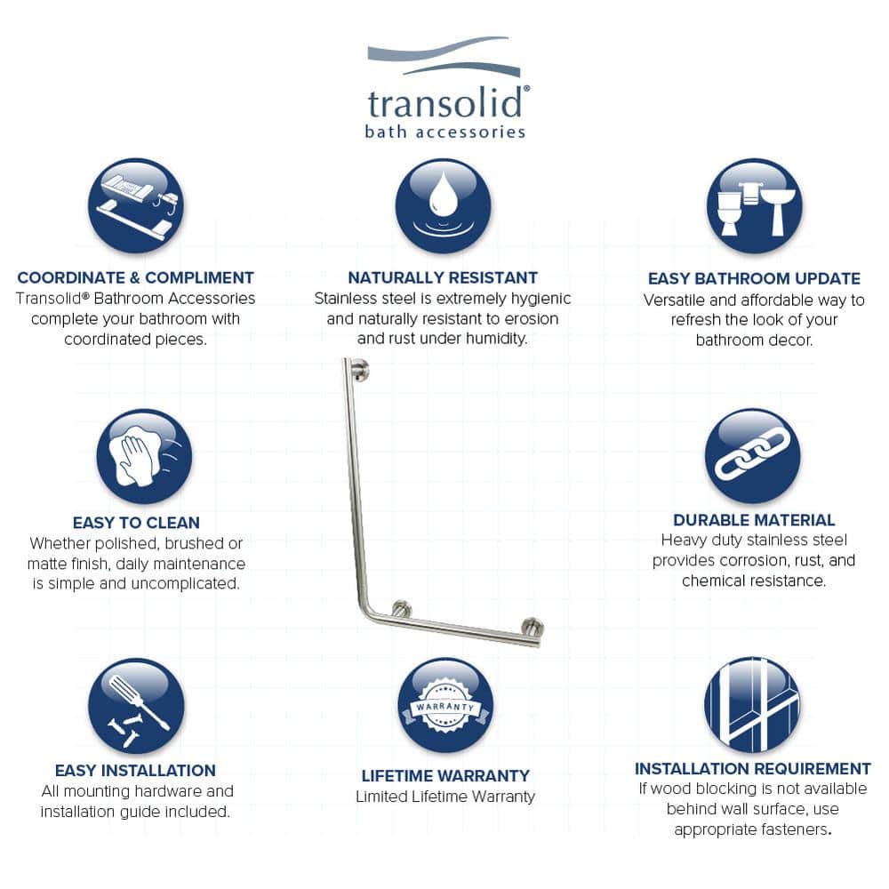 22'' Brushed Stainless Steel L-Shaped Grab Bar