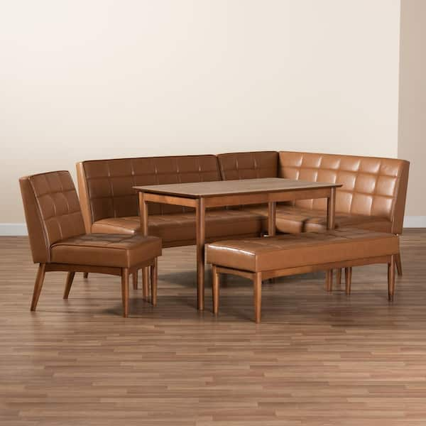 Leather corner nook online dining set