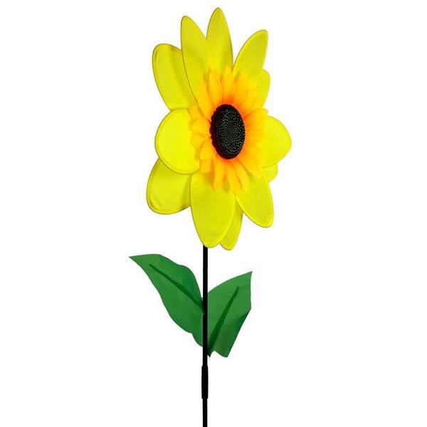 40 in. H Yellow Sunflower Nylon Wind Flower Yard Pinwheel Wind