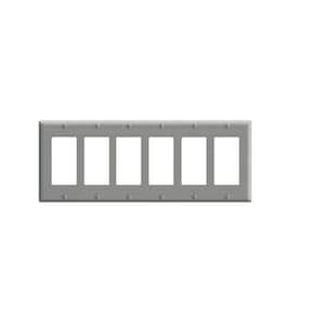 Gray 6-Gang Decorator/Rocker Wall Plate (1-Pack)