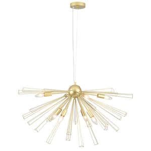 8-Light Golden Candle Style Triangular Iron Ring DesignStyle Sputnik Chandelier for Living Room with no bulbs included