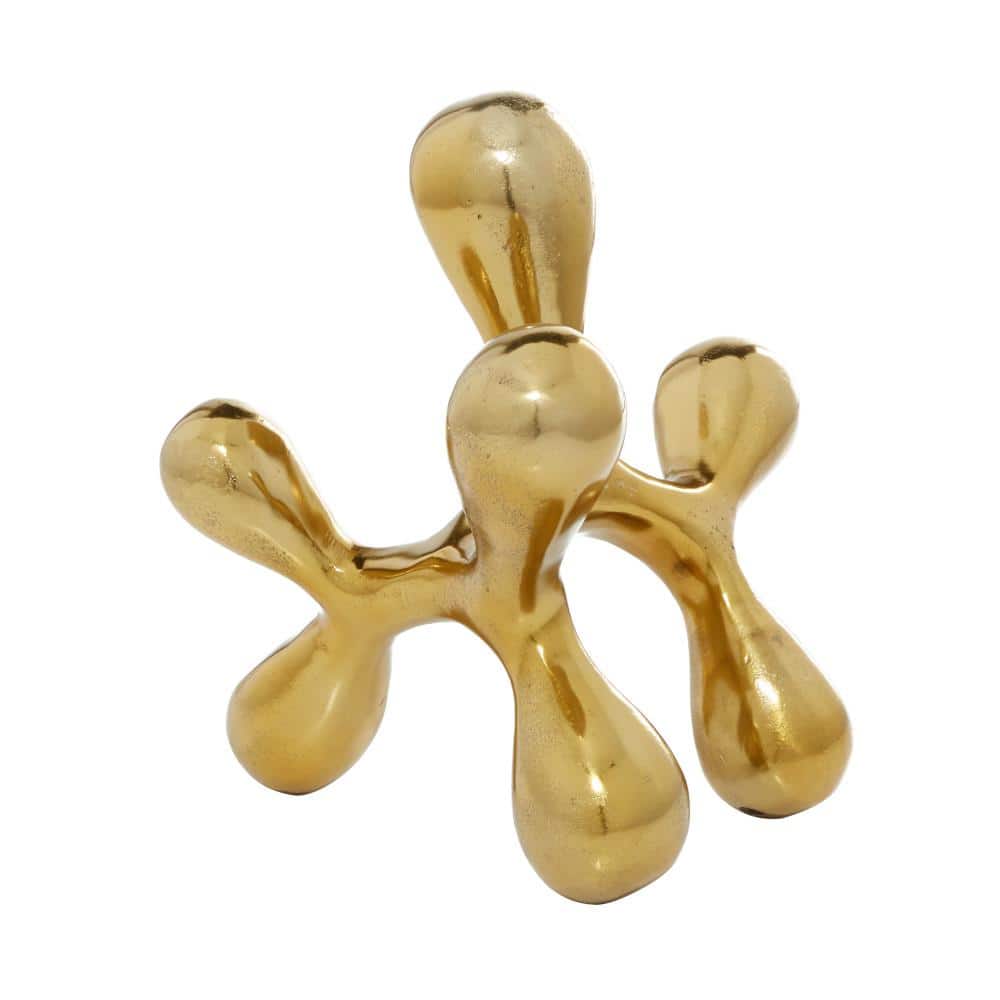 Abstract Metallic Gold Balloon Sculpture 11" Aluminum Statue